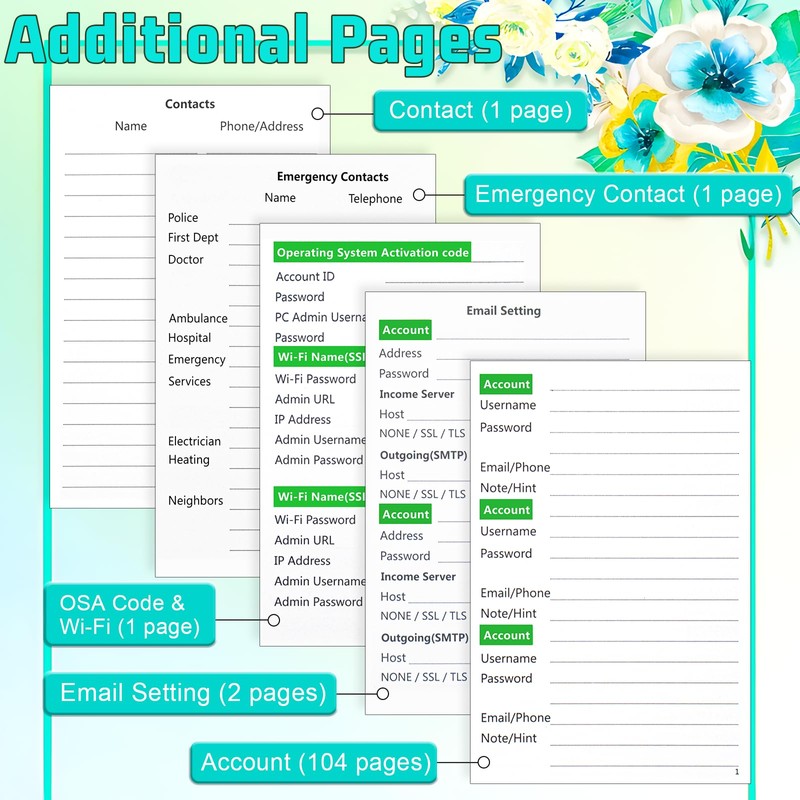Password Keeper Book with Alphabetical tabs, Hardcover Small Password Books