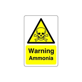 Safety First Display LTD Warning Ammonia sign - 1.2mm Rigid plastic for indoor/outdoor usage (300mm x 200mm) Viewing Distance within 7m.