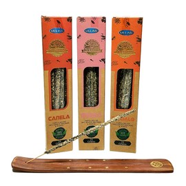 Pack of 3 Natural Organic Ullas Incense Sticks + 1 Aroma Bar (Cinnamon - Myrrh - Sandelo)