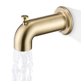 Sperwoesy Slip-On Tub Spout with Diverter Long for Bathtub Spout, Fit for 1/2 Inch Slip Pipe, Brushed Gold