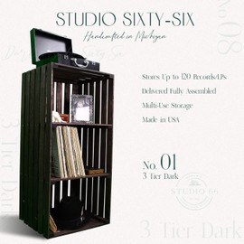 Darla'Studio 66 Vintage Stained 3 Tier Turntable Stand