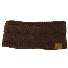 Winter CC Confetti Warm Fuzzy Fleece Lined Thick Knit Headband Headwrap Hat Cap (Solid Brown)