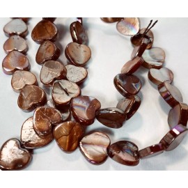 TMGP 1 Strand(45) Dark Amber Brown AB Mother of Pearl 10x9-11x9mm Heart MOP Beads *