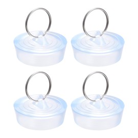 uxcell Rubber Sink Plug, Clear Drain Stopper Fit 1-1/2" to 1-5/8" Drain with Hanging Ring for Bathtub Kitchen and Bathroom 4pcs