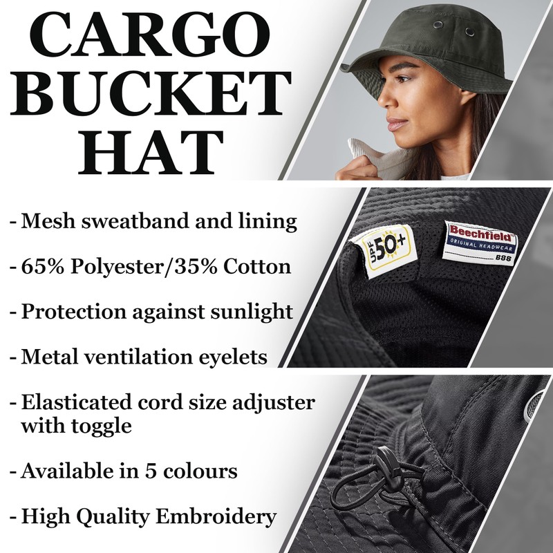 Purple Print House Embroidered Master Baiter Cargo Bucket Hat for