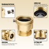 2 PCS Brass Faucet Vacuum Breaker, 3/4 Inch Solid Lead-Free