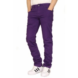 URBANJ Men's Twill Stretch Skinny Jeans (34X30, Purple)