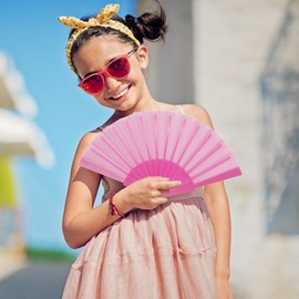 4Pcs Folding Hand Fan, Chinese Fan Silk Fabric Plastic Ribs Handheld Fan for Wedding Christmas Party Prom Festival DIY Home Decorations (Colourful)