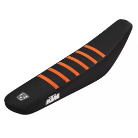 KTM SEAT COVER BLACK WITH ORANGE RIBS 16-23 65 SX