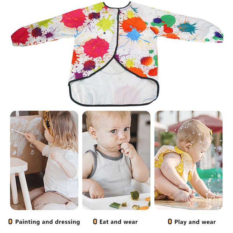 Heyjoin Kids Waterproof Art Smock Graffiti Painting Apron with Long
