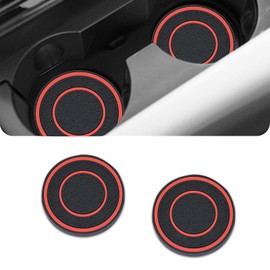Pincuttee Car Cup Holder Coaster Silicone,Car Cup Holder Coaster 2Pack,Universal Automotive Anti Slip Cup Holder Insert Coaster,Car Interior Accessories(Red,2PC)