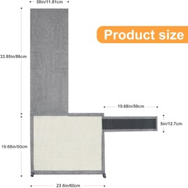 Uross Natural Sisal Cat Couch Protector Cat Scratch Furniture Protector- Couch Protector from Cat Claws, Anti Couch Corner Sofa Protectors Furniture Scratch Guards for Cats - Left