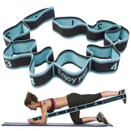 Erzekrim Yoga Stretching Strap Stretch Strap with 9 Loops Stretching Band Highly Elastic Fitness Bands Gymnastics Band Effective Stretching for Yoga, Pilates, Dance Gymnastics (Blue)