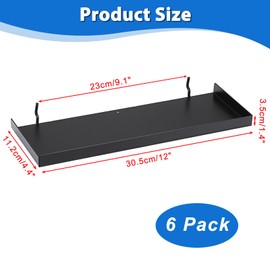 Kokone 6 Pack Pegboard Shelves with Lip Around The Edge, 12x4 Flat Display Shelves for Pegboard Storing or Displaying, Wall Pegboard Shelves Accessories Steel Tray for Garage Workshop Craft Room
