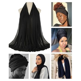 Harewom 4 envolturas para la cabeza de turbante para mujeres negras, envolturas elásticas para el cabello para mujeres, material de jersey