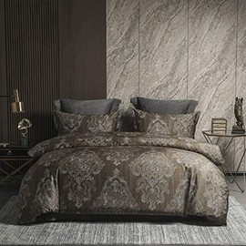 homebox 3 Piece Duvet Cover Set, 100% Egyptian Cotton Sateen Weave Silky Soft Luxury Bedding Set Quilt Cover with Hidden Button Closure, Comforter Cover and 2 Pillow Shams-Mocha,Queen