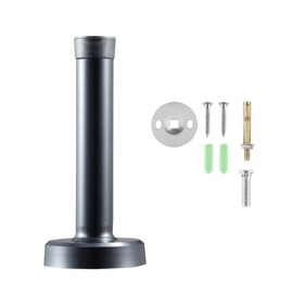 CKLHCFF Door Stopper Stainless Steel (1 Piece), Premium Door Stopper No Drilling with Rubber Ring, Silver Door Stopper, Solid Stainless Steel, Heavy Door Stopper (Black, 6 cm)