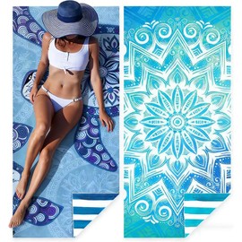 Pack de 2 Toallas de Playa de Microfibra para Adultos 180×90cm, Estampado Doble Cara, Toalla De Playa Superligera, Extra Grandes, Secado Rápido, Sin Arena, Ideales para Viaje, Piscina y Camping
