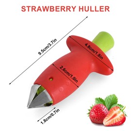 Strawberry Strunker, Pack of 3, Strawberry Stalk Remover, Tomato Stalk Remover, Stainless Steel Stemmer, Easy Removal of Strains for Soft Fruits and Vegetables (Red)