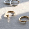 JewelVOX Earrings, Hoop Simple, 0.6 inches (1.5 cm), Non-Hole Earrings,