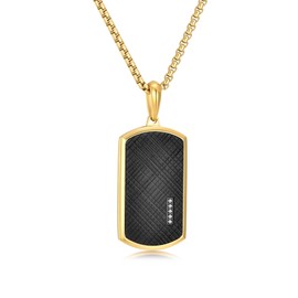 GAVU Men's Stainless Steel Necklace, Dog Tag Necklace for Men, Gold Necklace for Men 24"