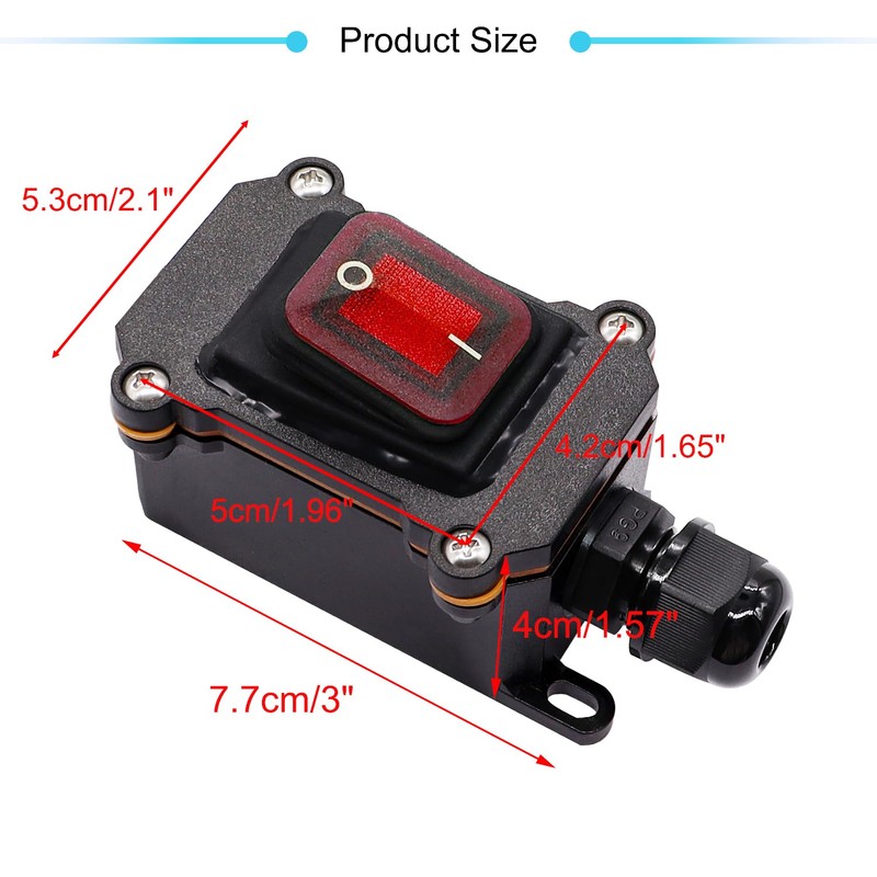 Hmknana IP67 Waterproof Inline Cord Switch 12V DC 20A 4Pin