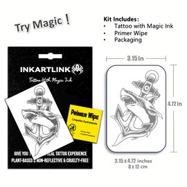 INKARTLINK Semi Permanent Tattoo, creative party tattoo, exquisite and realistic design, interesting tattoo experience, cruelty-free, non-reflective, waterproof (Shark Anchor)