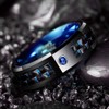 8mm Mens Balck and Blue Carbon Fiber Tungsten Rings Blue