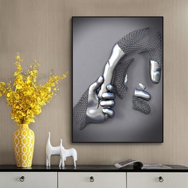 JNAOZI 3D Lovers Sculpture Poster Metal Figure Statue Canvas Painting Love Hug Poster Abstract Canvas Picture Poster Frameless (Poster 10.30 x 40 cm x 1 Piece)