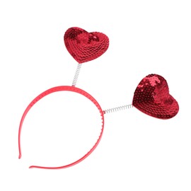 Minkissy Makeup Headbands Heart Headband, Red Sequin Love Shaped Boppers Hair Hoop Photo Props Accessories for Holiday Birthday Valentines Day Hair Styling Accessories