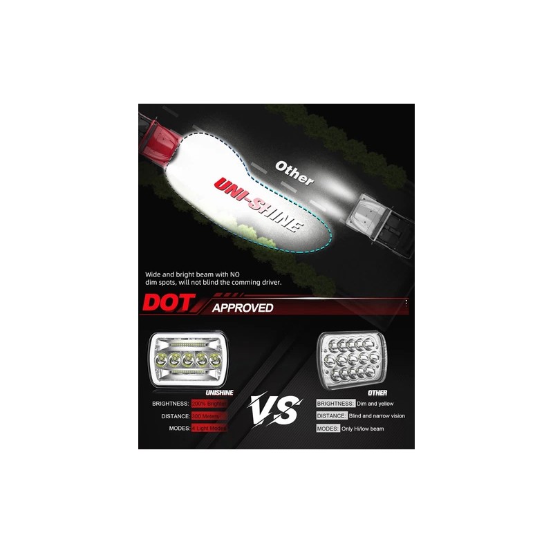 Unbranded Pair 5x7'' 7x6 LED Headlight DRL For International 9900i
