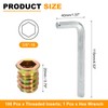 uxcell 100 Pcs Threaded Insert for Wood, 3/8" - 16