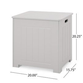 LJLB Keeps Laundry Organized with Modern Design Bathroom Cabinet, Flip Top Lid, Faux Wood Finish, Light Grey