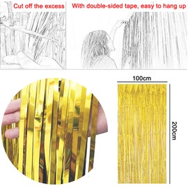 3Pcs 1m*2m Christmas Gold Foil Curtain Door Curtain Metallic Tinsel Curtains Party Backdrop Curtain Shimmer Curtain,Fringe Backdrop Hanging Streamer for Xmas Party Photo Backdrop,Christmas Decorations