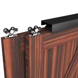 WEWORTH Heavy Duty Double Bypass Sliding Closet Door Track Kit Hardware 60”/5FT Aluminium Alloy Pocket Door Track Rail Set,for 2 Door System,Smoothly and Quietly,Black