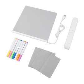 Acrylic Dry Erase Board LED Light Note Memo Board with Stand 7 Colorful Pens 2 Wiping Cloths for Writing and Recording