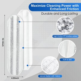 Vosante High‑Friction PP Fiber Mop Replacement Pads — Machine‑Washable Flat Mop Refills, Durable Scrubbing Pads for Tough Stains — Velcro Snap-On, 3‑Pack