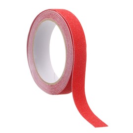 sourcing map Anti Slip Traction Tape 1" x 16.4ft Waterproof Non-Slip Grip Tape High Friction Weather Resistant Non Skid Stair Treads Tape for Indoor Outdoor Stair Steps, Red