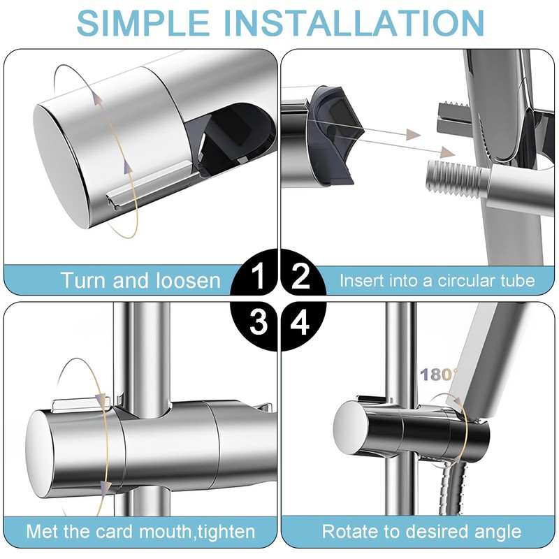 Hand Shower Holder 18-25 mm Adjustable Diameter Shower Holder for