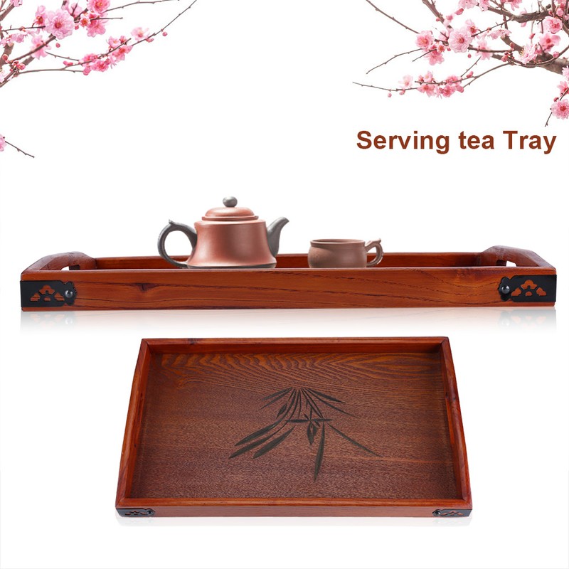 Large Wood Serving tea Water Drinks Tray Wooden Breakfast Tea