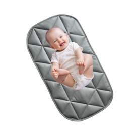 Baby Changing Pad Portable 16 x 30 Padded Vegan Leather Wipeable Changing Mat Foldable Changing Pad for Diaper Bag, Changing Station Pad Playmat, Tummy time Leather Baby Changing mat Uniklook (Gray)