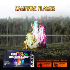 Fire Color Changing Packets (50 Pack) - Premium Campfire Accessories for Outside - Perfect for Any Campfire, Camping Games for Adults, Bonfire Color Changing Packets - Compatible with Wood