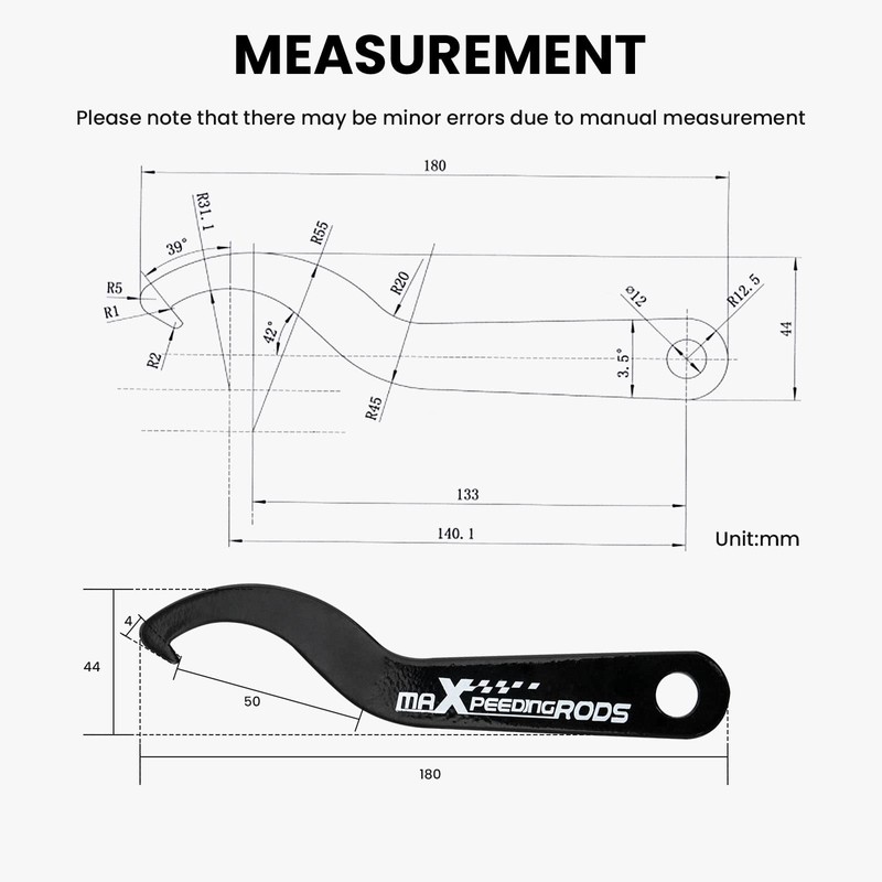 maXpeedingrods Universal C Spanner Hook Wrench Set Coilover Spring Adjustment