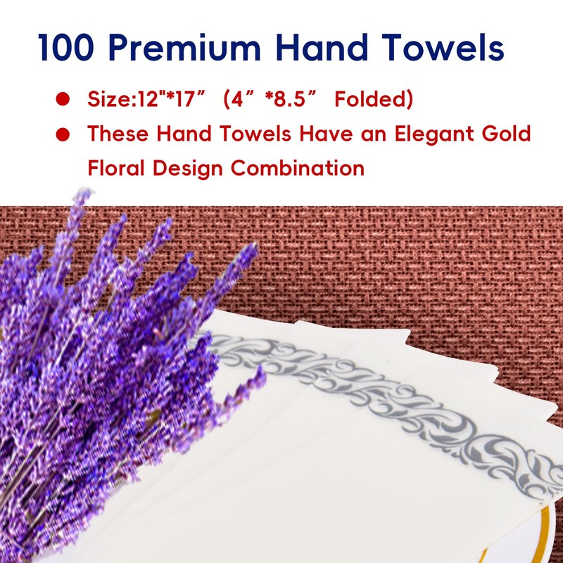 JOLLY CHEF 100 Disposable Hand Towels, Soft and Absorbent Linen