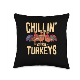 Turkey Meat Thanksgiving Shirt Pilgrim Costume Chillin Thanksgiving Autumn Fall Turkey Throw Pillow, 16x16, Multicolor