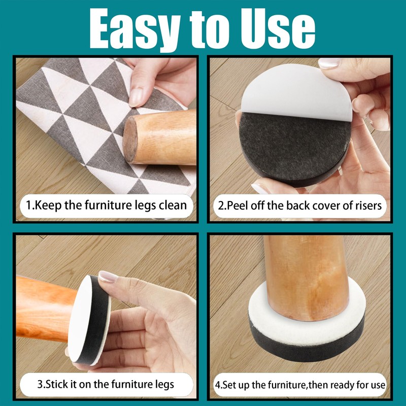 AUXBC 0.65 Inch Self-Adhesive Furniture Riser, Soft Furniture Leg Pads,