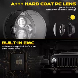 Unbranded Brightest 7 Inch Round LED Headlight High low beam For Wrangler TJ/LJ/CJ/JK