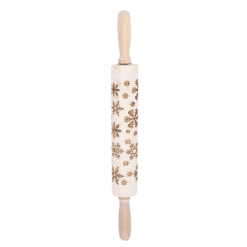 Christmas Wooden Rolling Pins Engraved Embossing Dough Pin with Snowflake