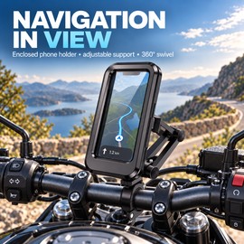 Waterproof Phone Holder with 360 Degree Rotation Adjustable Anti Shock Touchscreen Mount for Bike Motorcycle and Stroller