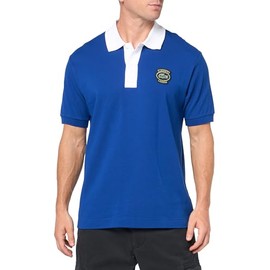 Lacoste Men's Short Sleeve Classic Fit Polo W/Badge, Captain/White, L
